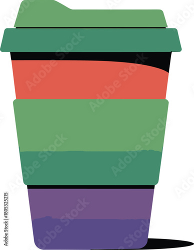 Colorful coffee cup illustration for cafe menu design and coffee shop promotion material design