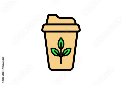 Vector icon of herbal tea cup for cafe menu design and healthy drink concept illustration art