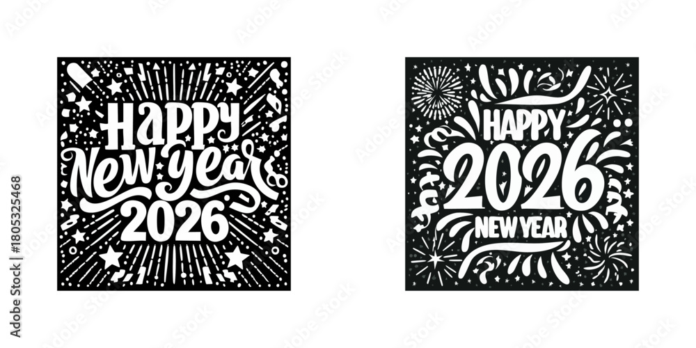 Fototapeta premium Festive 2026 New Year Celebration Designs with Fireworks.