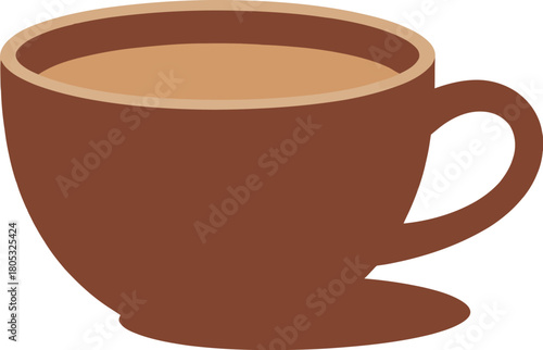Illustration of coffee cup with coffee drink for morning caffeine boost and coffee break time.
