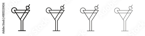 Cocktail icons vector logo illustration simple design. Web UI design.