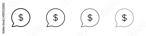 Comment dollar icons vector logo illustration simple design. Web UI design.