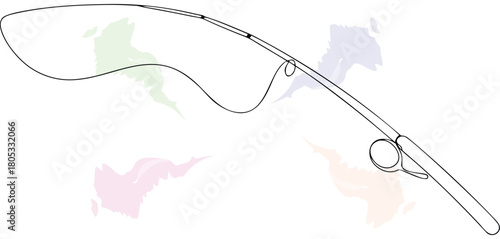Simple Fishing Rod Line Art