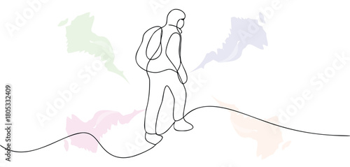 Traveler walking an adventure path