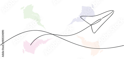 Global travel paper plane concept