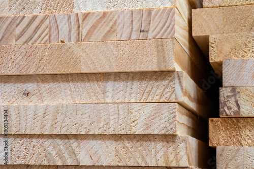 Cross-section of wooden boards, end grain texture of wood