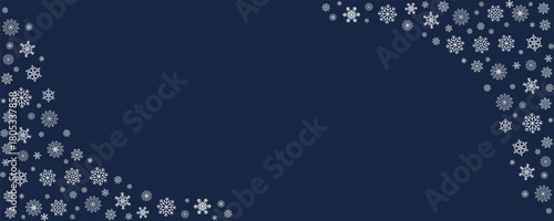 Winter dark background with white snowflakes.Perfect for Christmas or winter holiday cards and creative designs