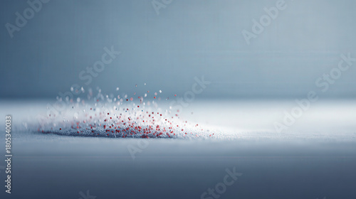 snowflakes gracefully dissolve into digital pixels against backdrop of empty pristine white room