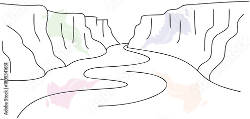 Simple drawing of a river valley