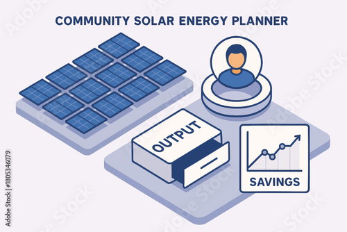 Community solar energy planner with savings and output graphics
