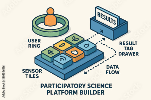 Participatory science platform builder diagram with user ring and sensor tiles