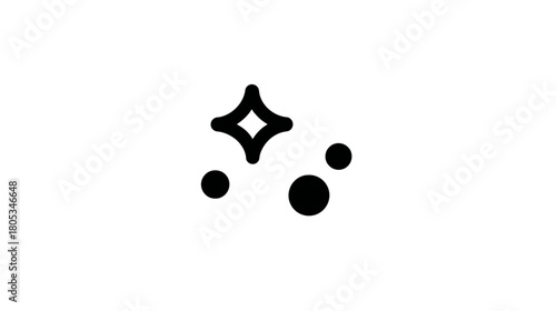 Sparkle icon with small dots, representing cleanliness, magic, shine, or special effect. Minimalistic vector graphic element for UI design.