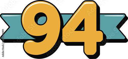 Cartoonish ninety four number design vector illustration graphic element design asset art