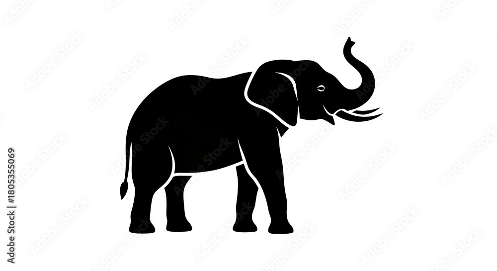 Obraz premium Silhouette of an african elephant on white background