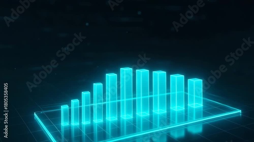 A glowing digital graph showcasing increasing data trends in a futuristic design. Perfect for finance and technology projects.