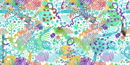 Abstract seamless background with blots. hand drawing. Not AI, Vector illustration.