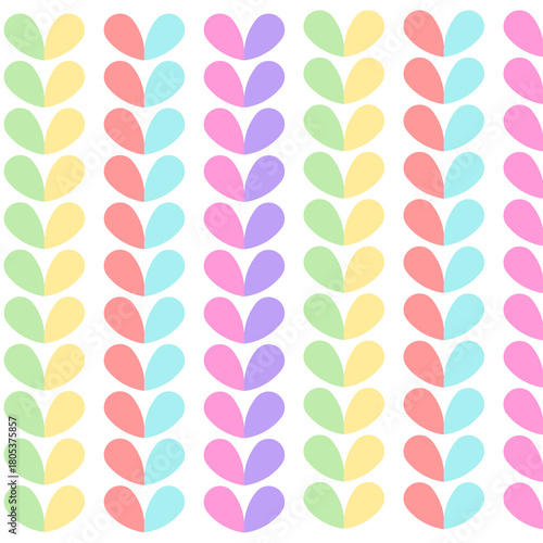 Tablou pe pânză Pastel Heart Rows Seamless Wallpaper – Cute Colorful Pattern Design