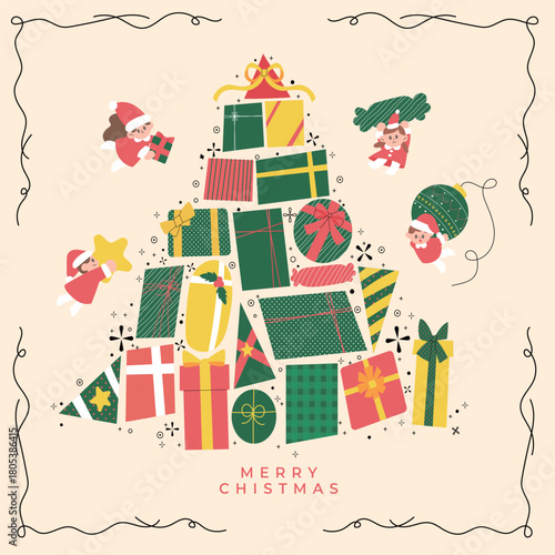 선물상자로 만든 크리스마스 트리