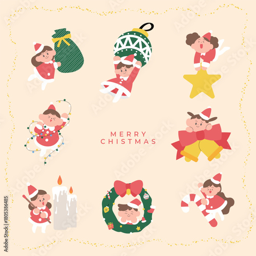 크리스마스를 꾸미는 귀여운 요정들