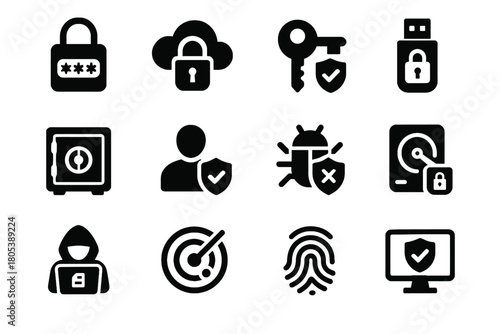 Lock vault safe vector radar password icon usb icons backup user protection