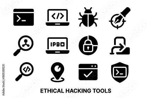 Ethical data tool vector hacking sniffer testing laptop bypass test icon ip
