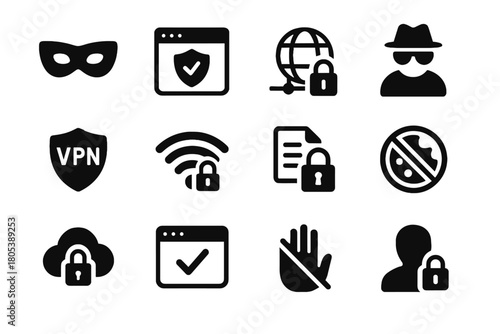 Cloud privacy online blocker data icon browser safe browsing vector icons secure