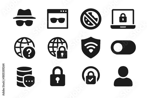 Icon online safe shielded locked user profile vector privacy vpn browser icons