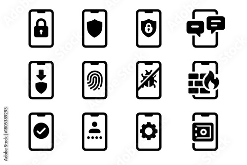 Trusted vault smartphone security authentication vector icon mobile download icons setting fingerprint