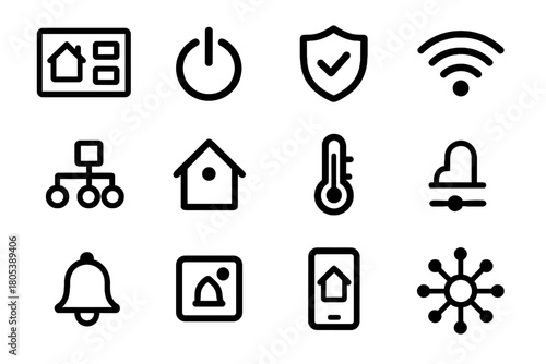 Smart icon switch hub interface vector control alarm security home automation status