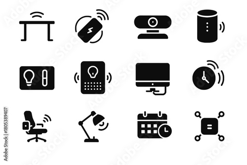 Icon icons smart desk camera ergonomic assistant sensor wireless air vector office