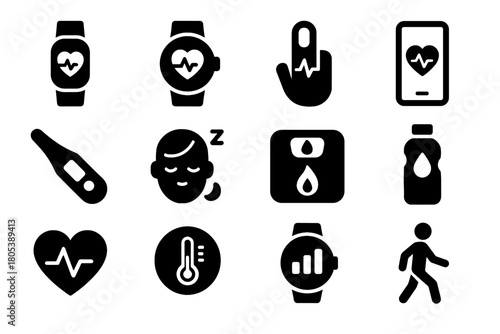 App icon hydration vector dashboard body health reminder sensor pulse icons modern