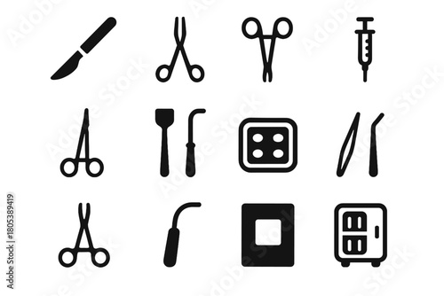 Scissors icon surgical retractors instrument scalpel icons vector tools sterilizer syringe holder