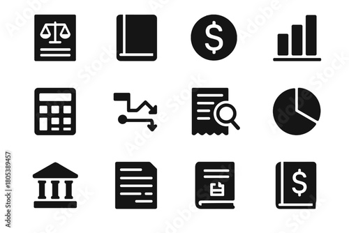 Sheet calculator bar vector icons book accounting magnifier ledger chart invoice minimal