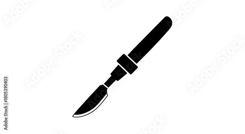 Surgical scalpel silhouette on white background