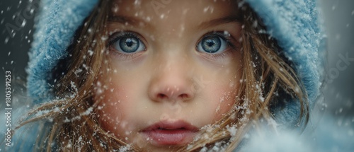 Captivated by winter: a child's heartfelt reaction to snow. Candid shot. Portrait of a child's first experience with snow, pure excitement in their eyes. Real life. Feature story.