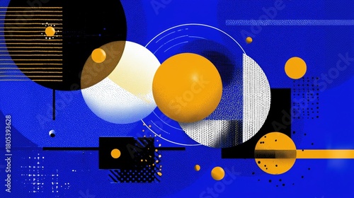 Abstract geometric art with blue background