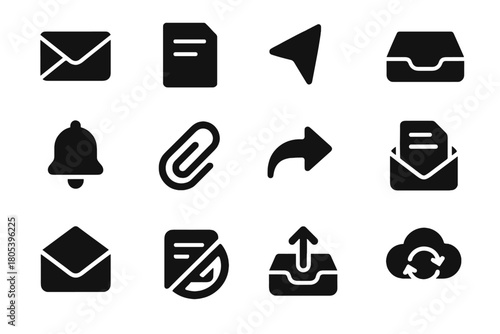 Envelope attachment arrow grid vector send symbol paper icons inbox sheet icon