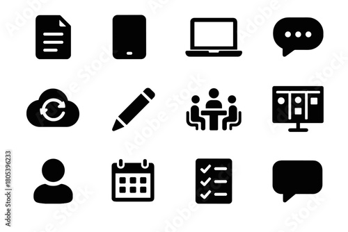 Avatar icons pencil project checklist tablet collaboration user icon online laptop bubble