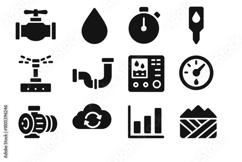 Icon chart farm vector gauge cloud irrigation smart analytics pipeline icons control