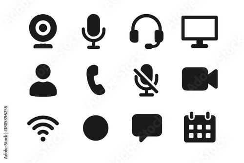 Avatar mute bubble minimal chat button video icon vector screen call participant