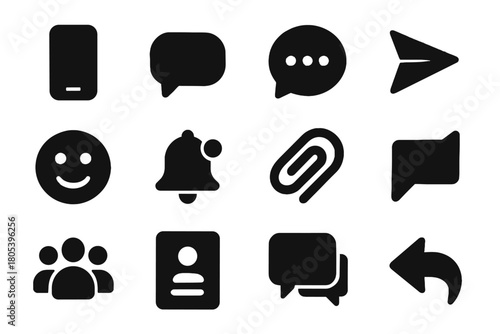 Plane grid message icon messaging paper bell notification bubble icons vector thread