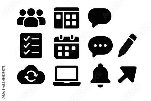 Task checklist icons bubble document vector collaboration sync team icon laptop board
