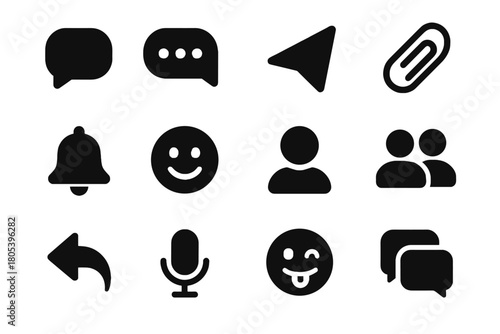 Icon attachment dots microphone icons avatar bubble emoji messaging button group instant