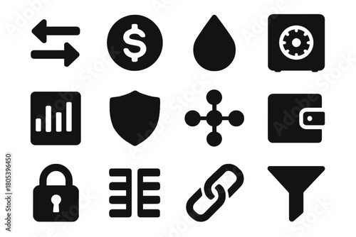Exchange arrows swap vault vector droplet nodes chart decentralized symbol shield icon