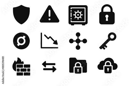 Firewall block chart vector nodes triangle defi icon risk vault network icons