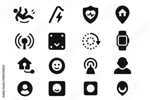 Node wrist elderly safety shell icon vector sensor symbol status wearables emergency