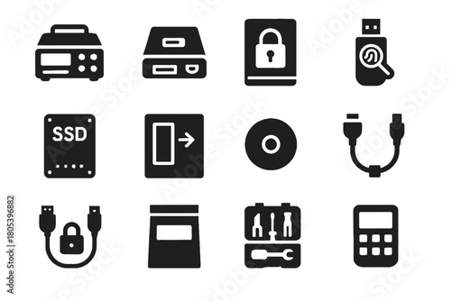 Toolkit status capture disk icon module evidence set vector forensic usb device