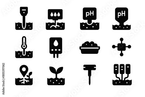 Monitoring panel soil growth icon agritech nutrient vector sensor moisture controller stage