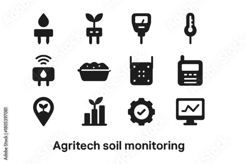 Icon hub sensor ph soil marker agritech sampling vector monitoring data