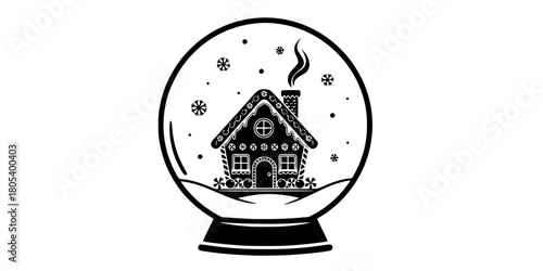 Gingerbread House Snow Globe Silhouette